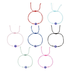 Lot de 7 bracelets tressés œil maléfique colorés avec cordons réglables pour femmes