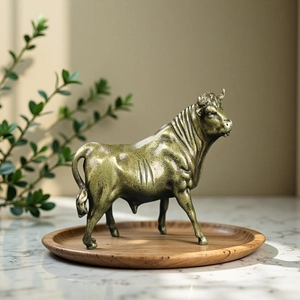 Retro Alloy Bull Statue Ornament Spanish Fighting Bull Sculpture Bullish Strength Figurine Home Office Desk Decor