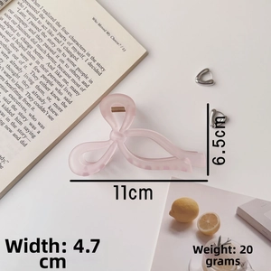Pink leopard print acrylic hair claw clip with 11cm length and 6.5cm height dimensions