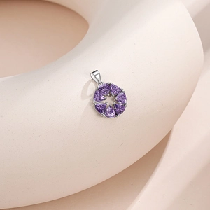 Elegant 925 sterling silver necklace with a brilliant purple zircon heart pendant