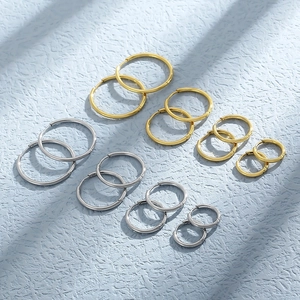 Stainless Steel Hoop Earrings Round Geometric High Polished Minimalist Fashion Jewelry For Women Men Daily Wear