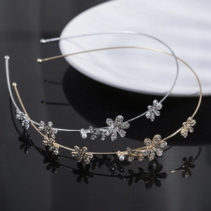 Elegant Alloy Rhinestone Flower Headband With Faux Artificial Pearl Gold Silver Metal Hairband For Women Wedding Party Hair Jewelry