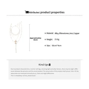 Detailed size and material specs for tiered cross pendant necklace with measurements