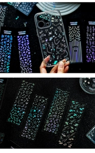 DIY phone case with shimmering laser star stickers and colorful PET decorative decals