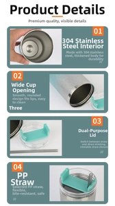 Detail of 304 stainless steel interior and dual-use lid for 20oz/30oz insulated tumbler
