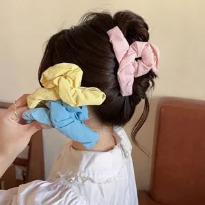 Fabric Ruffled Hair Claw Clip Large Korean Sweet Style Pleated Shark Clips For Thick Hair Women Daily Styling