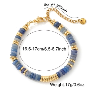 Natural kyanite abacus beads bracelet with 14K gold-plated spacers and lobster clasp