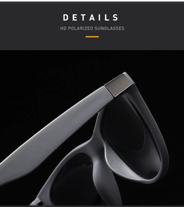 Detailed close-up of the durable hinge and matte grey frame on polarized sports sunglasses