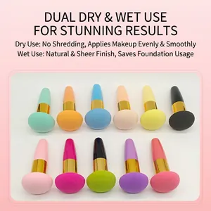 Set of 11 colorful makeup sponge pens with handles for wet and dry application