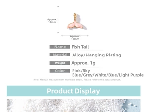 Detailed size view of 13mm colorful enamel fishtail pendants for DIY jewelry making