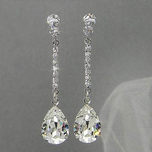 Pear Shaped Waterdrop Dangle Earrings Copper Cubic Zirconia Luxury Wedding Party Trendy Jewelry For Women