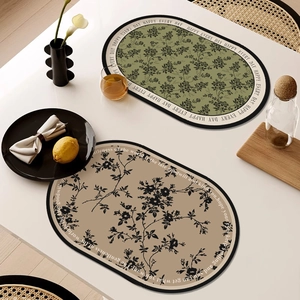 Placemats Waterproof Oilproof Heat Resistant PVC Leather Dining Table Mats French Retro Floral Vintage Decor Washable