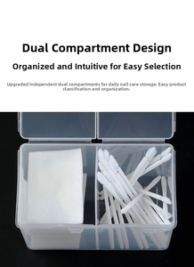 Dual-compartment transparent storage box for cotton pads and nail art swabs details