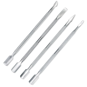 Stainless Steel Double Ended Cuticle Pusher Nail Remover Tool For Manicure And Pedicure Non Slip Handle Dead Skin Cleaner