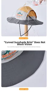 Waterproof test on 7cm wide brim kids sun hat with adjustable windproof cord