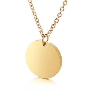 Collier minimaliste avec pendentif rond doré poli et chaîne en O pour femme