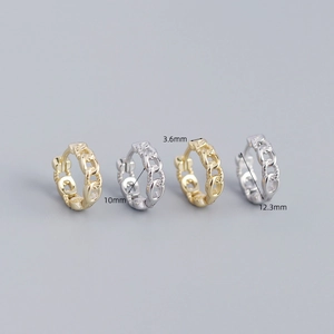 S925 sterling silver chain link hoop earrings in gold and silver finish 10mm