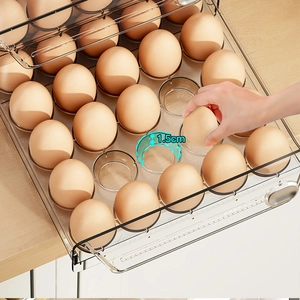 Transparent double-layer drawer egg storage box for refrigerator with measurements