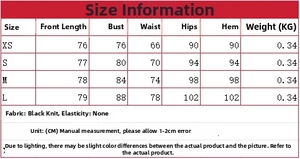 Detailed size chart for patchwork mini dress including bust, waist and length measurements
