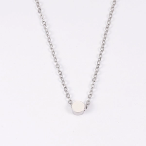 Collana minimalista in acciaio inossidabile argento con ciondolo a cilindro 5mm e catena in O