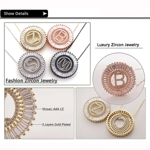 Letter pendant necklace with AAA zircon and 3-layer gold plating in multi-color finish