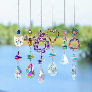 Outdoor garden suncatcher pendants set with colorful crystals and animal motifs
