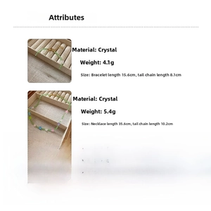 Detailed size specifications for flower crystal necklace and matching bracelet set