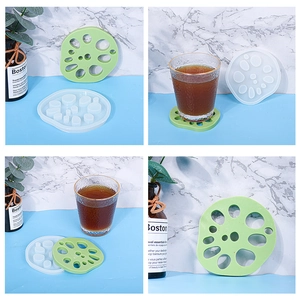 Creative lotus root silicone mold set for DIY coasters showing resin casting process