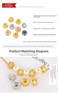 Vista dettagliata di perline distanziatrici in rame con strass per bracciali DIY