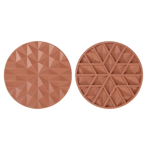 Brown Nordic silicone heat resistant placemat set with geometric 3D pattern design