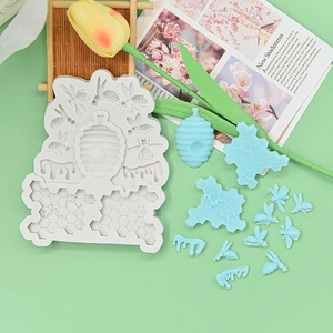 Bees and honeycomb silicone mold for fondant cake decorating and DIY craft making tools