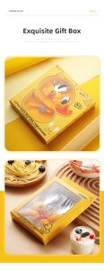 Duck-themed kids cutlery set with stainless steel fork and spoon in a gift box packaging