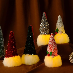 Leuchtender Weihnachtsgnom Anhänger Pailletten Gesichtsloser Zwerg Mit LED Licht Für Weihnachtsbaum Feiertag Haus Dekoration