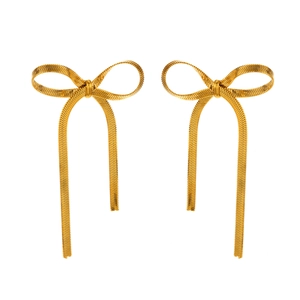 Boucles d'oreilles nœud élégantes en acier inoxydable plaqué or 18 carats texturé