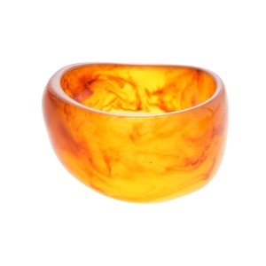 New Chinese style wide resin bangle with amber marbled pattern and geometric round shape