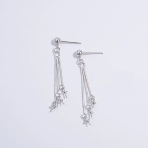 Silver S925 snake chain earring connectors with hanging loops for DIY jewelry making