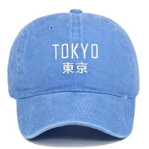 Retro Washed Cotton Baseball Cap Tokyo Embroidery Breathable Sun Protection Outdoor Sports Adjustable Dad Hat