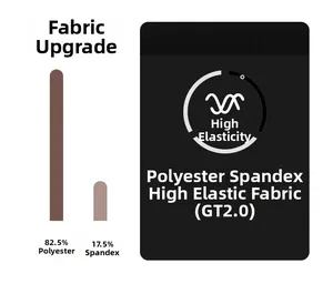 Detailed fabric composition view of high-stretch 82.5% polyester and 17.5% spandex material