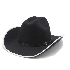 Western Cowboy Hat Wide Brim Felt Wool Blend With Leather Band And Metal Buckle Jazz Fedora Sun Protection For Men Women