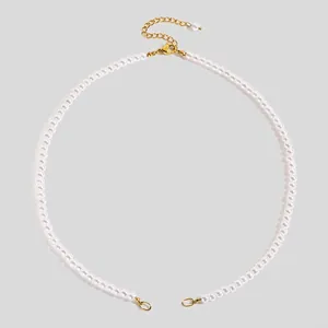 Elegant Faux Artificial Pearl Necklace With Stainless Steel Chain Minimalist Adjustable Versatile Jewelry For Women