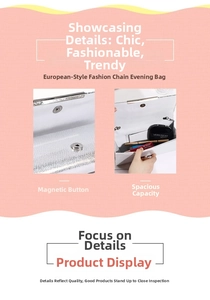 Detail view of silver evening bag with magnetic snap button and spacious interior capacity