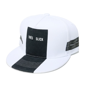 Flat Brim Baseball Cap Polyester Black And White Letter Print Hip Hop Snapback Unisex