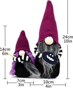Halloween gnome set detail with dimensions 24cm and 14cm for festive decoration