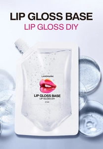 Detailed view of DIY clear lip gloss base in 50ml pouch for homemade cosmetics