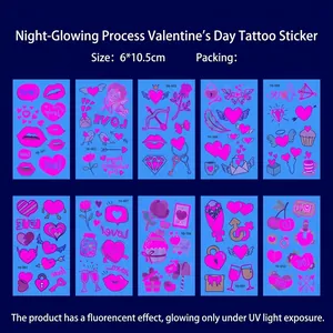 Leuchtende Valentinstag-Tattoos für Partys mit Herz- und Rosenmotiven