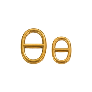 Oval pig nose metal buckle in gold finish, minimalist stainless steel DIY jewelry part