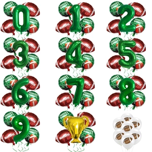American Football Rugby Foil Balloons Number Trophy Sports Competition Party Decoration Touch Down Green Brown