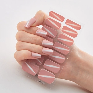 Selbstklebende 3D-Nagelaufkleber in Altrosa mit Cat-Eye-Effekt und 14 Streifen
