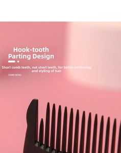 Detail view of professional hair comb with unique parting hook design for hair sectioning