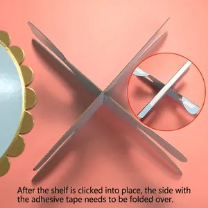 White cardboard cake stand base for parties with sturdy cross structure and adhesive tabs